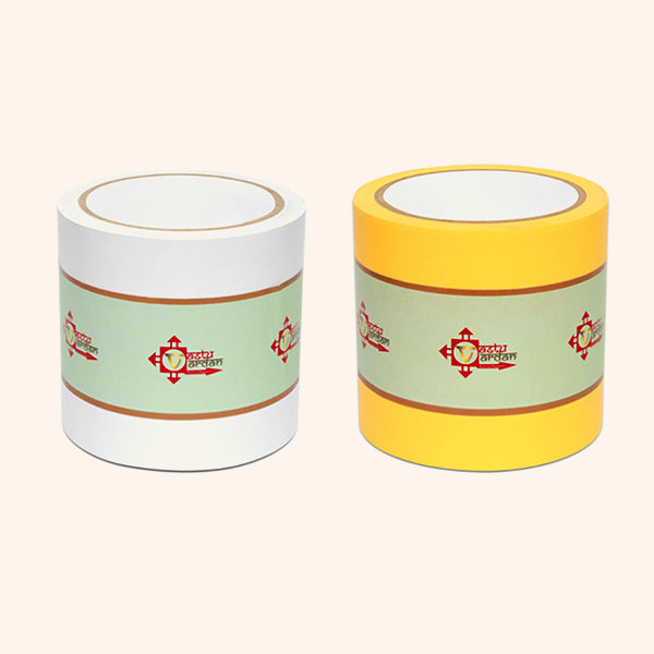YELLOW AND WHITE TAPE | 4 INCH | LENGTH- 16 METER APPROX | TOILET CORRECTION| VASTU TAPE REMEDY |PACK OF 2 |