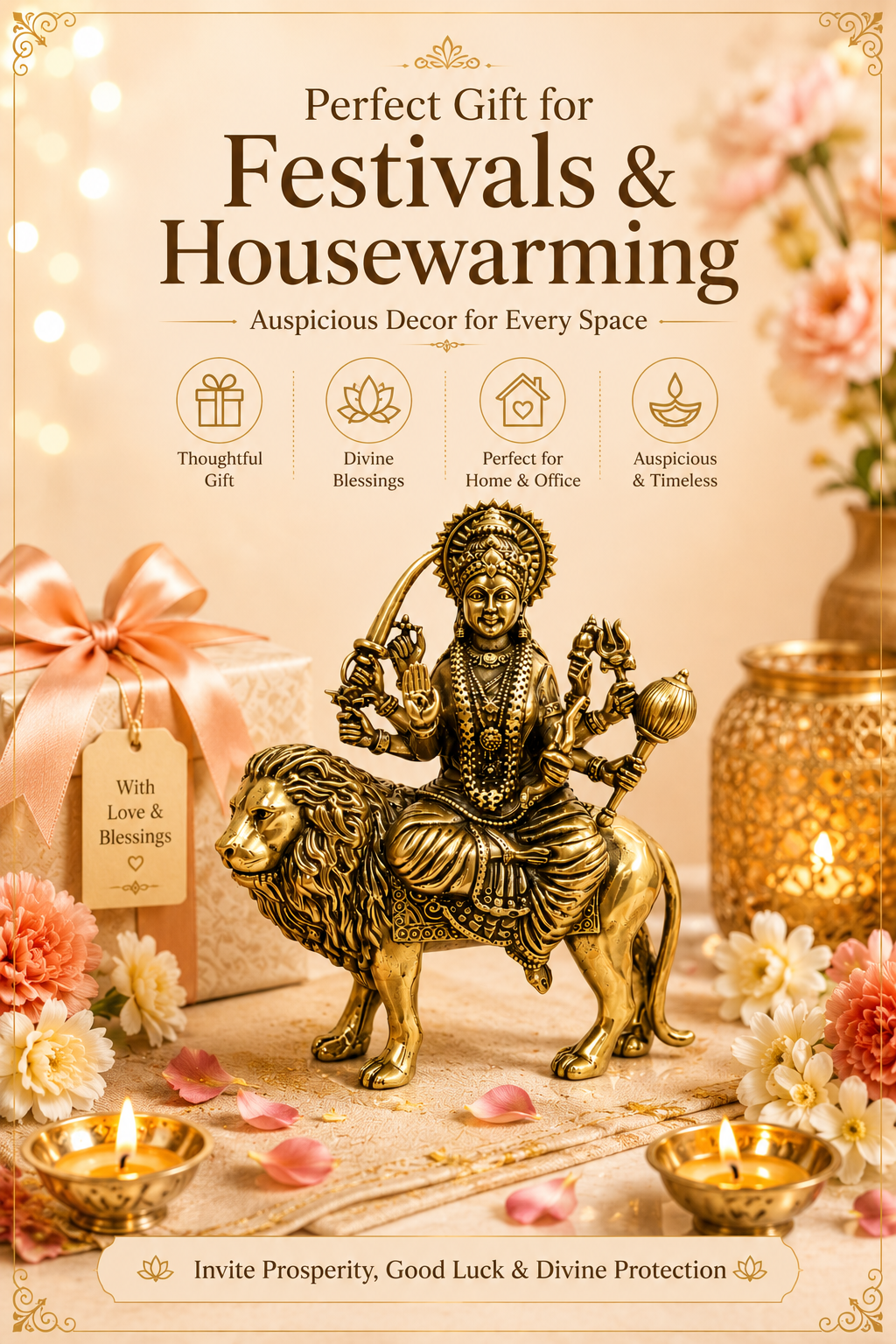 BRASS DURGA MATA JI STATUE - 5 INCH