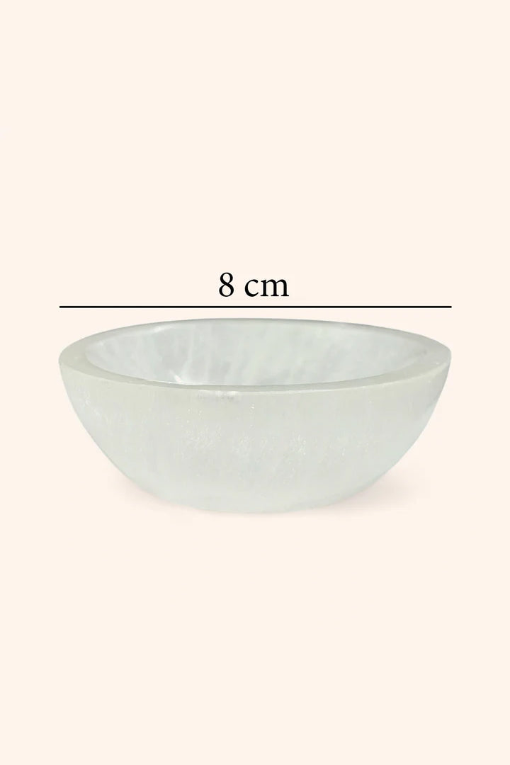 3 INCHES (ROUND SHAPE) - NATURAL SELENITE BOWL FOR CRYSTAL CHARGING – Crystal Cleansing & Energy Recharging Tool