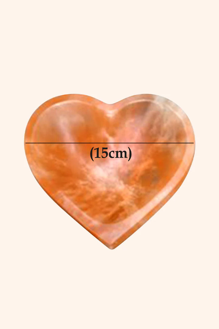 15 CM - ORANGE HEART CRYSTAL BOWL - Spiritual gift  &  decorative crystal bowl