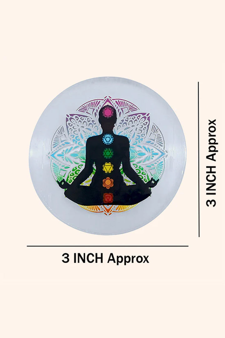 3 INCH - AURA COLOR ROUND CHARGING SELENITE PLATE - Aura Energy Detox & High Vibrational Healing