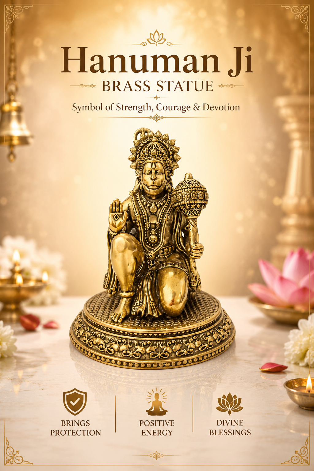 BRASS HANUMAN JI STATUE - 4 INCH