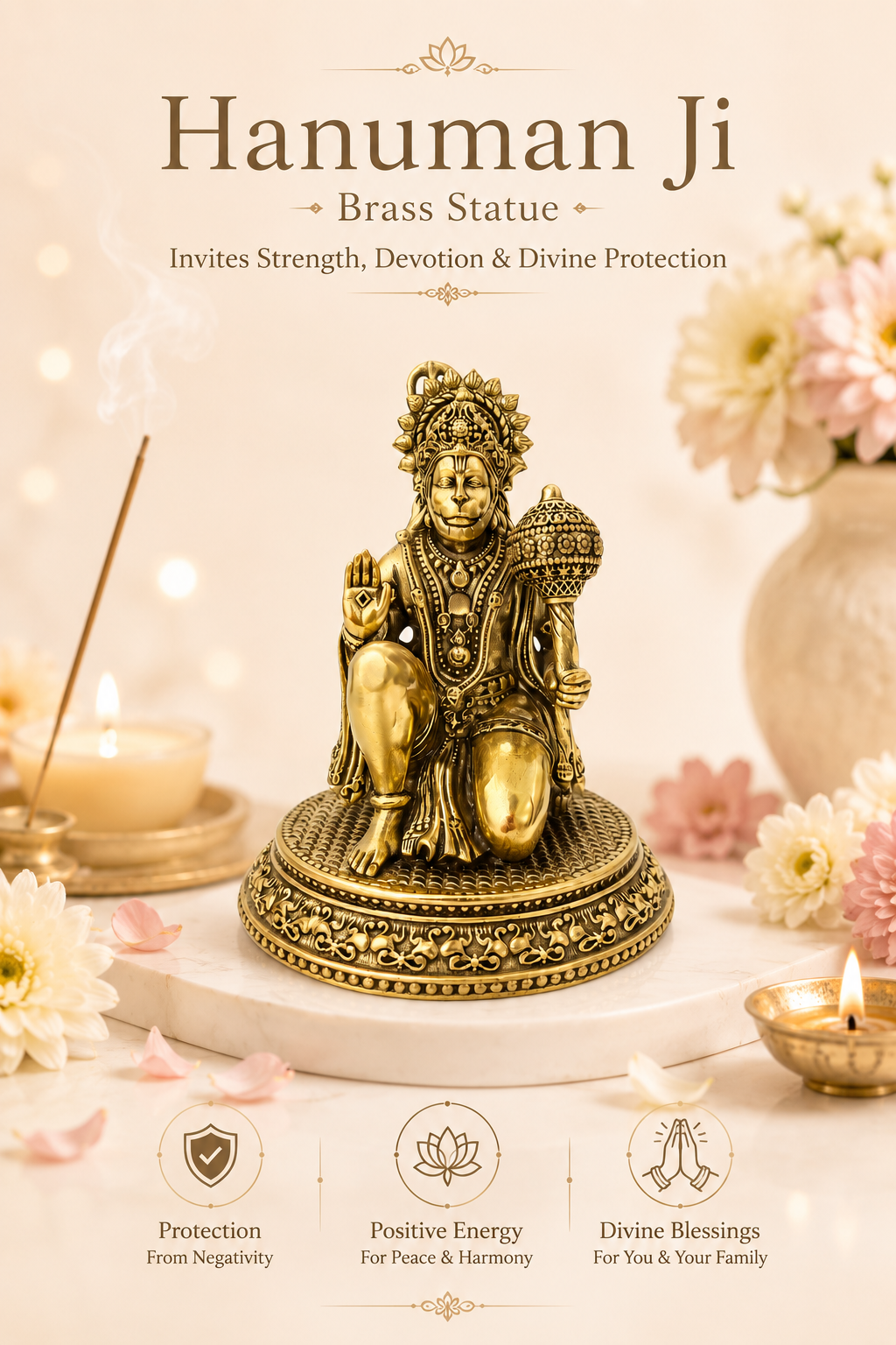 BRASS HANUMAN JI STATUE - 3 INCH