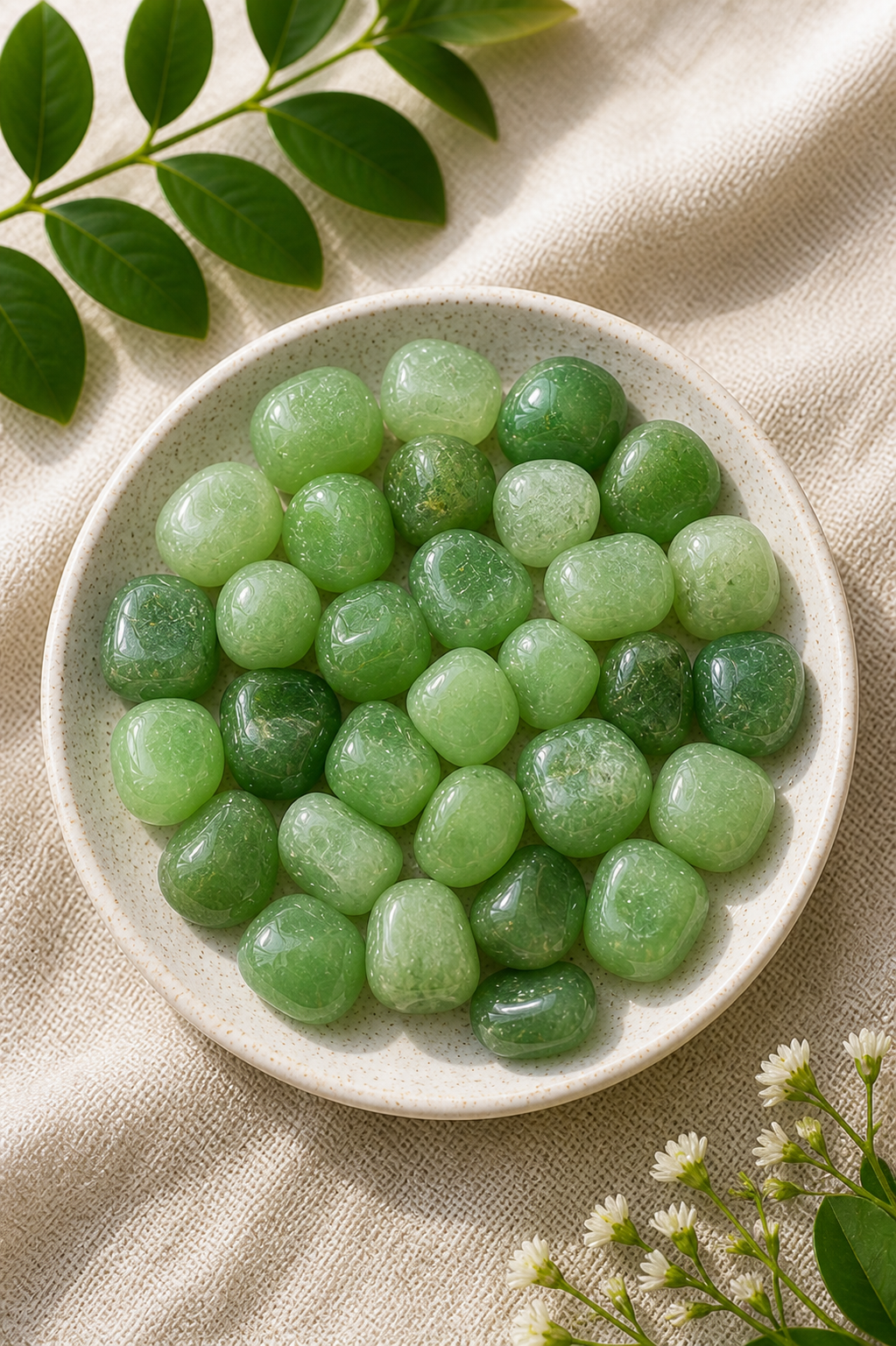 GREEN AVENTURINE CRYSTAL TUMBLE 100 GRAM - Strengthens manifestation power & positive energy flow