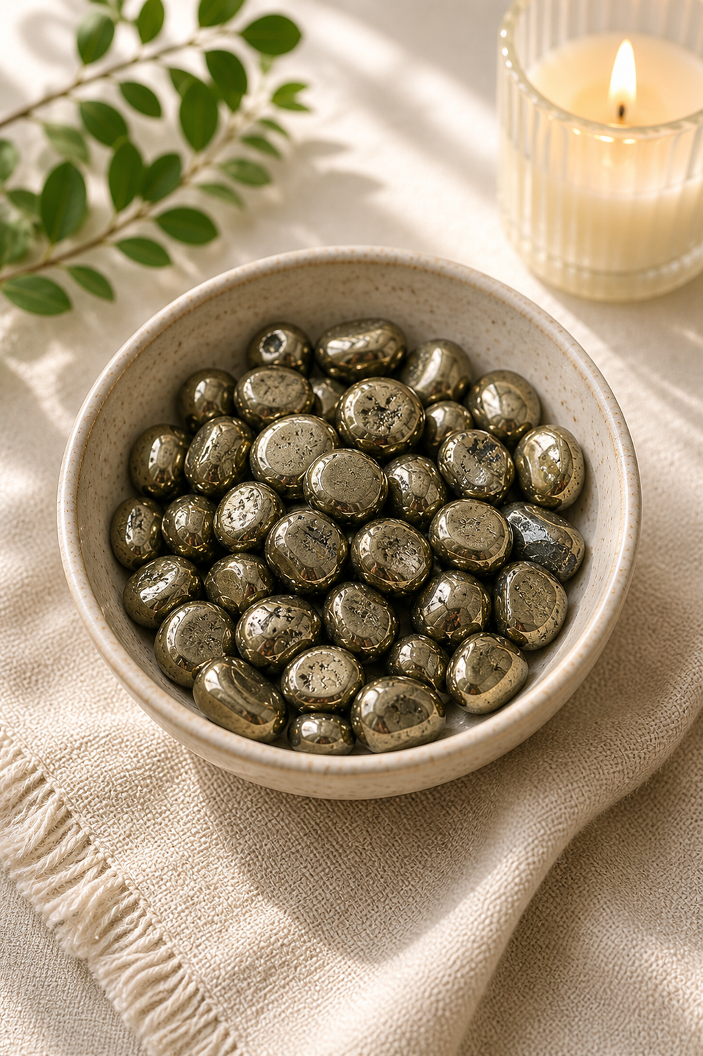 PYRITE CRYSTAL TUMBLE 100 GRAM -Motivation, Protection & Positive Energy