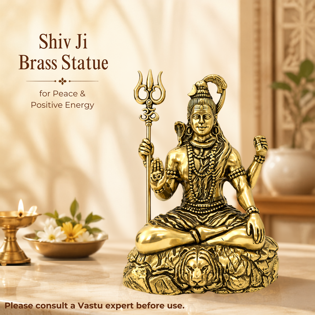 SHIV JI PREMIUM BRASS STATUE - 3.5 INCH