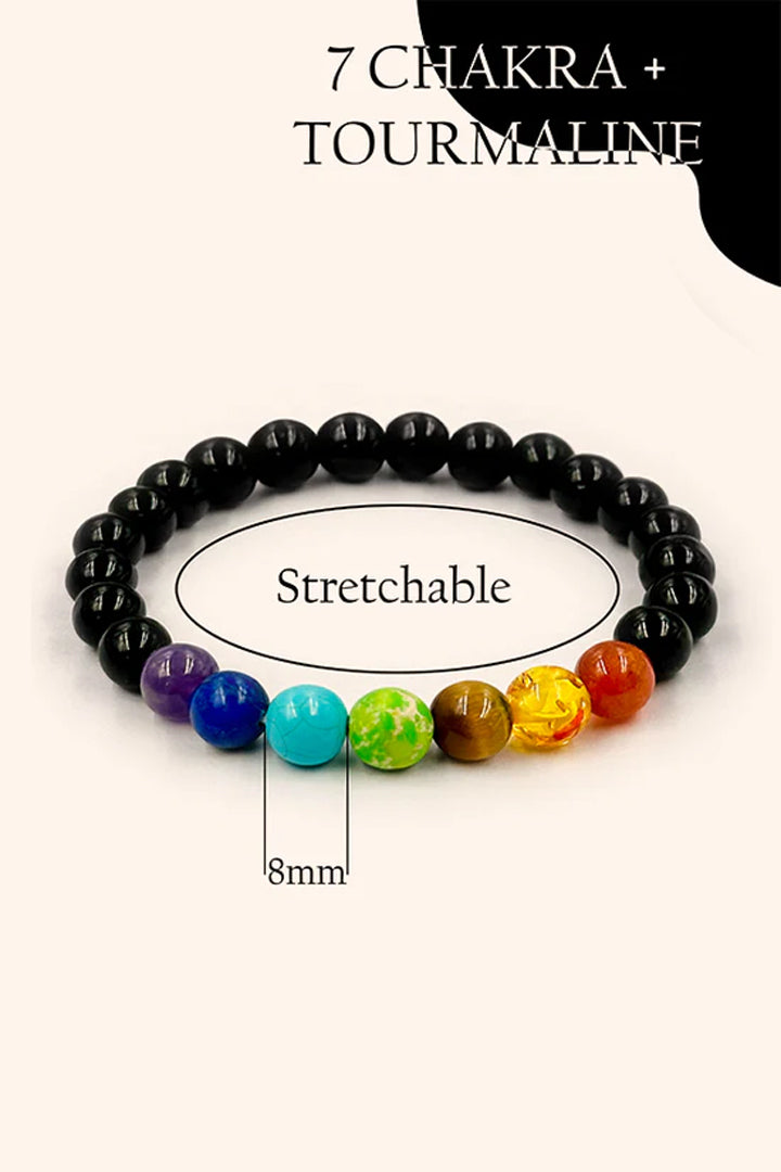 TOURMALINE + SEVEN CHAKRA BRACELET - Wellness, Meditation, & spiritual practices.