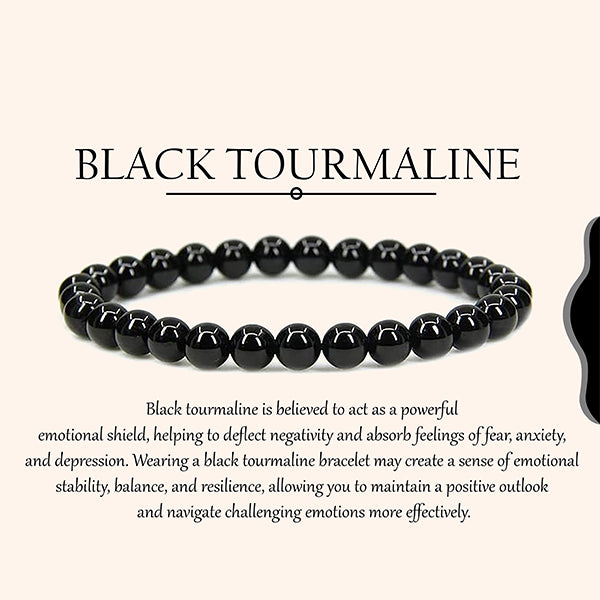 VASTU VARDAN BLACK TOURMALINE ORIGINAL BRACELET 8 MM BEADS