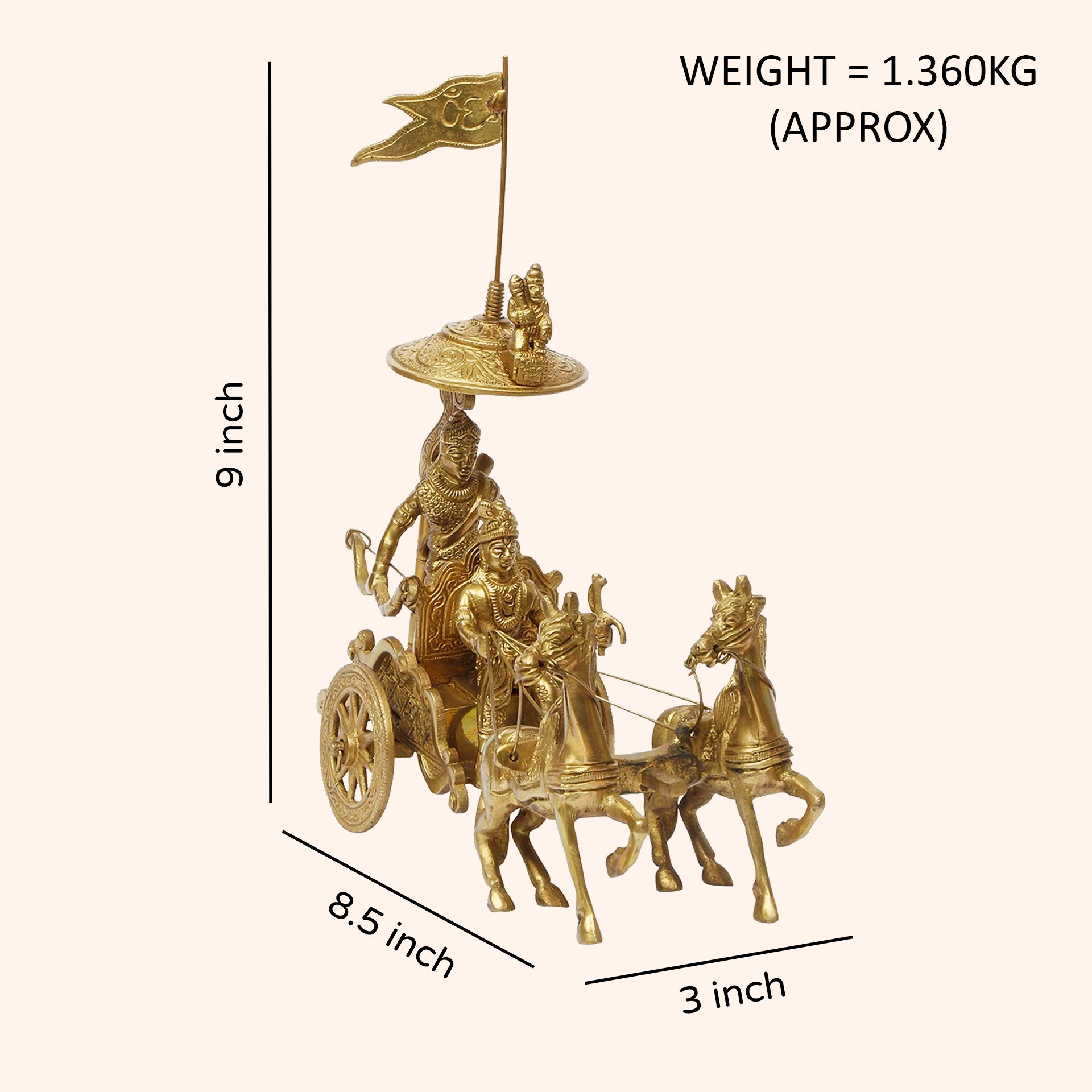 VASTU VARDAN ARJUNA RATH TWO HORSE WITH KRISHNA JI