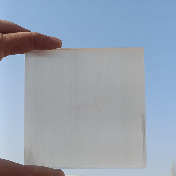 SELENITE CRYSTAL PLAIN SQUARE PLATE 3 INCH