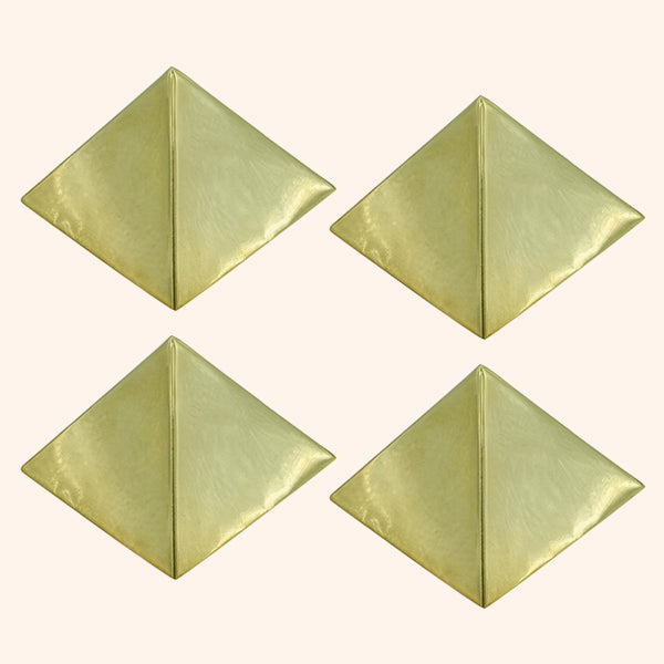 BRASS PLAIN HOLLOW PYRAMID 2 INCH SET 4