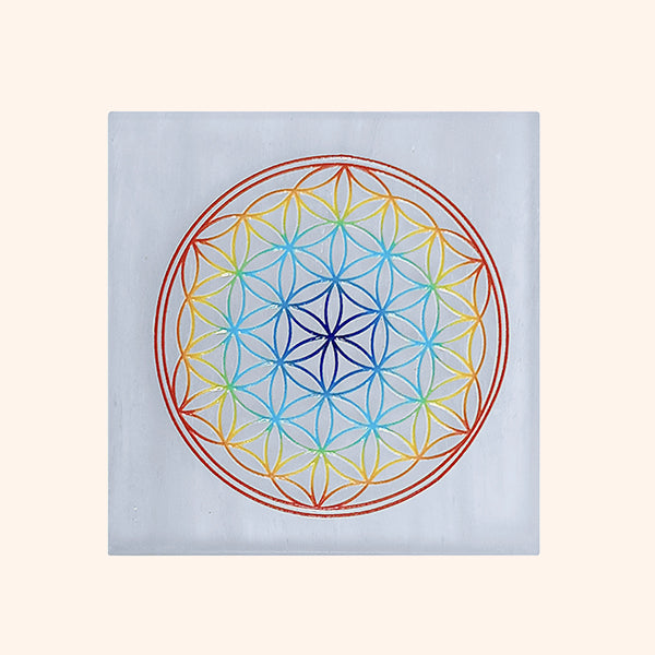 MANDALA COLOR SELENITE CHARGING PLATE 3 INCH