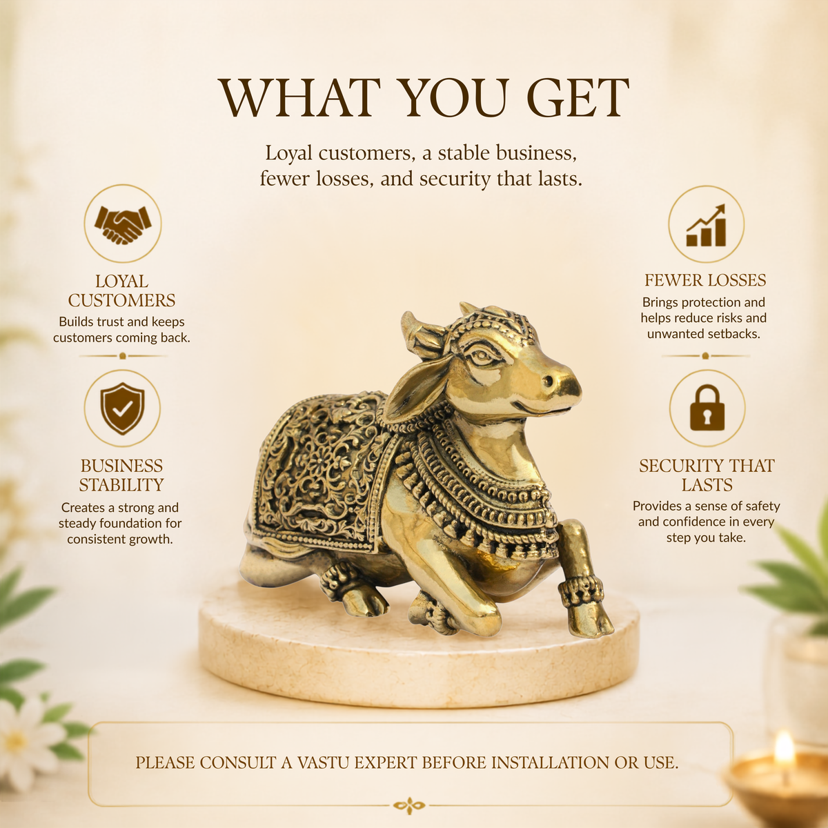 NANDI JI PREMIUM BRASS STATUE - 7 CM