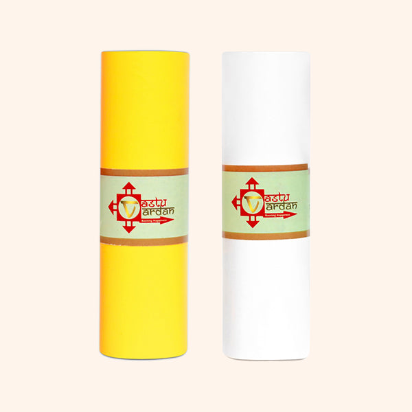 VASTU VINYL WHITE AND YELLOW TAPE || 4 INCH || LENGTH- 8-10 FEET (APPROX) || PACK OF 2 || VASTU TAPE REMEDY || TOILET CORRECTION || VASTU TAPE ||