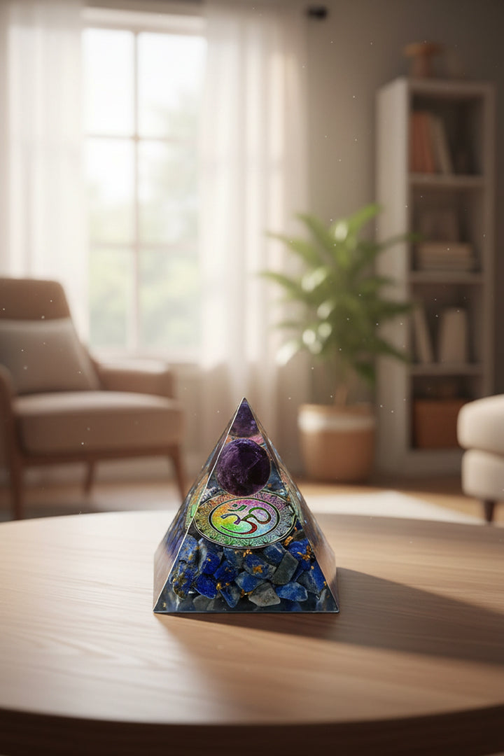 3 INCH LAPIS LAZULI BALL CRYSTAL PYRAMID -Natural Crystal for Energy Healing & Meditation