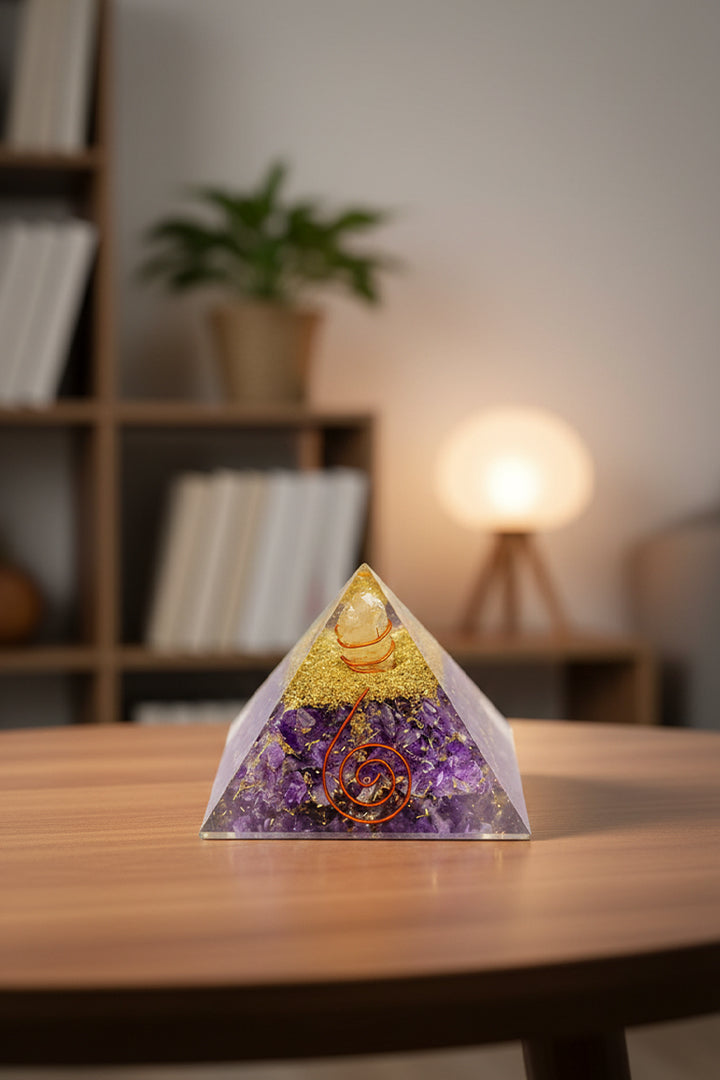 2 INCH AMETHYST CRYSTAL PYRAMID – Spiritual Calmness, Healing & Positive Energy