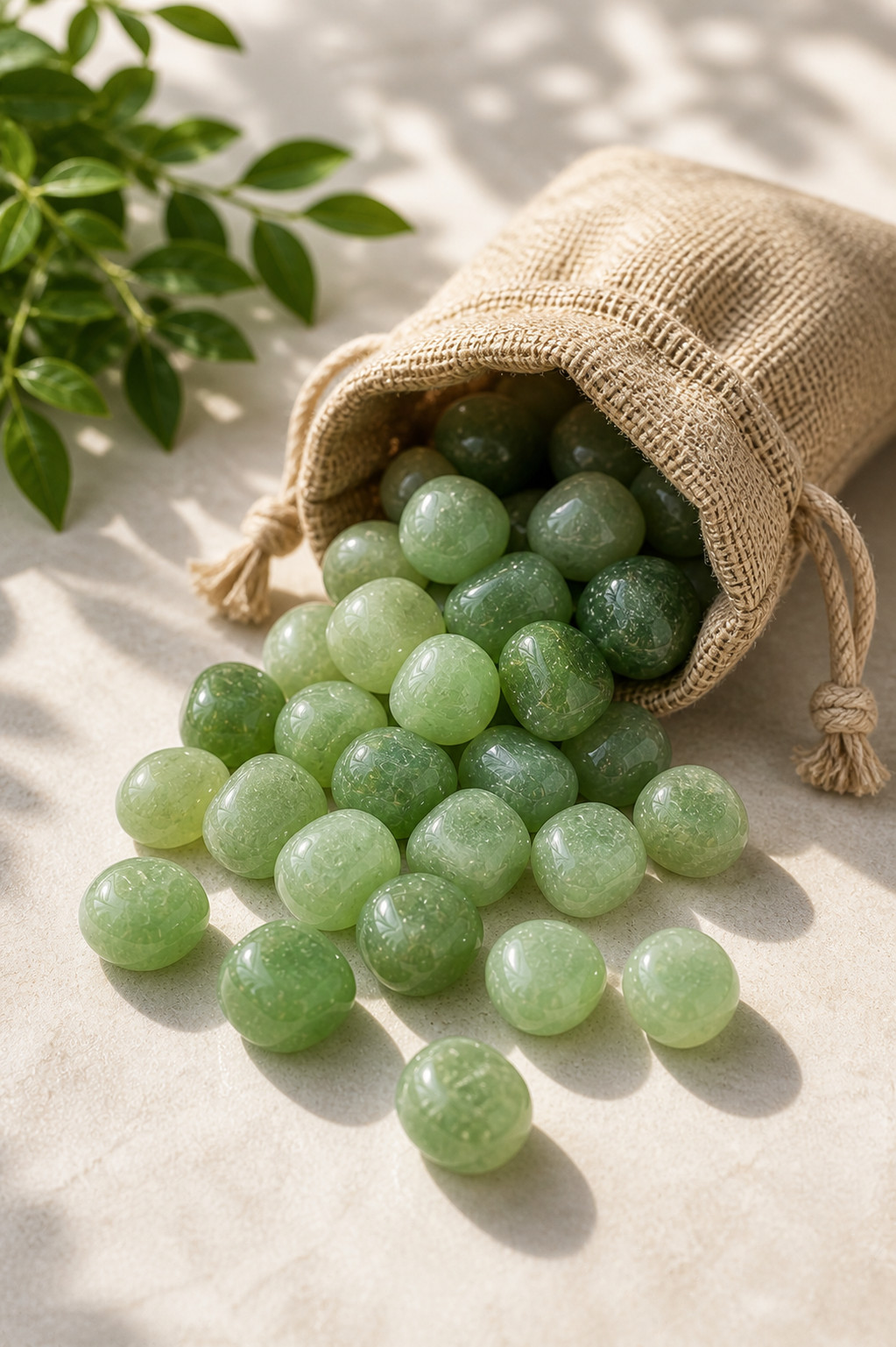 GREEN AVENTURINE CRYSTAL TUMBLE 100 GRAM - Strengthens manifestation power & positive energy flow