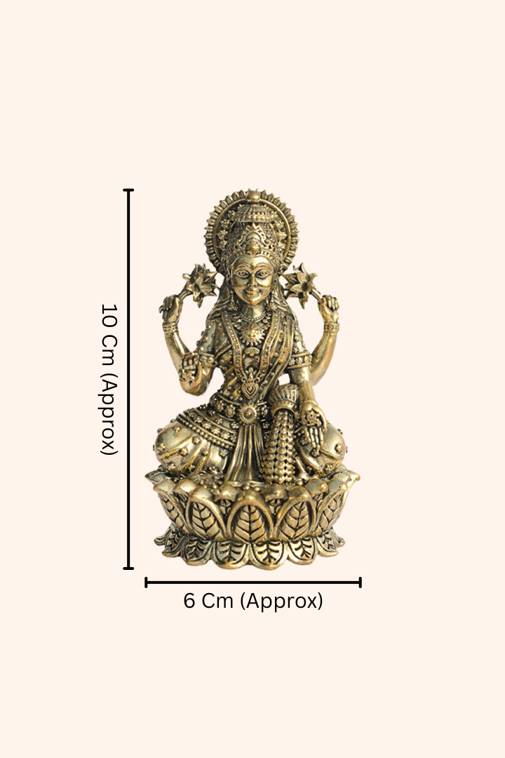 BRASS LAXMI JI STATUE - 10 CM
