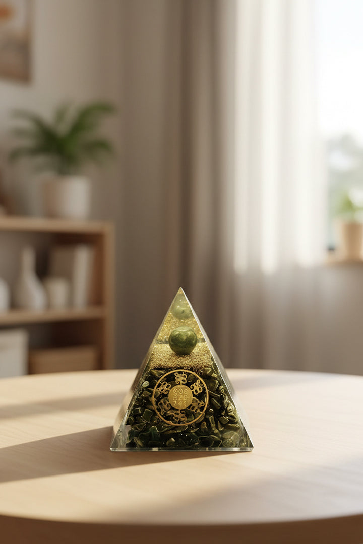 3 INCH PYRITE ZUBO COIN CRYSTAL PYRAMID –– Vastu Energy & Abundance Manifestation Accoutrement