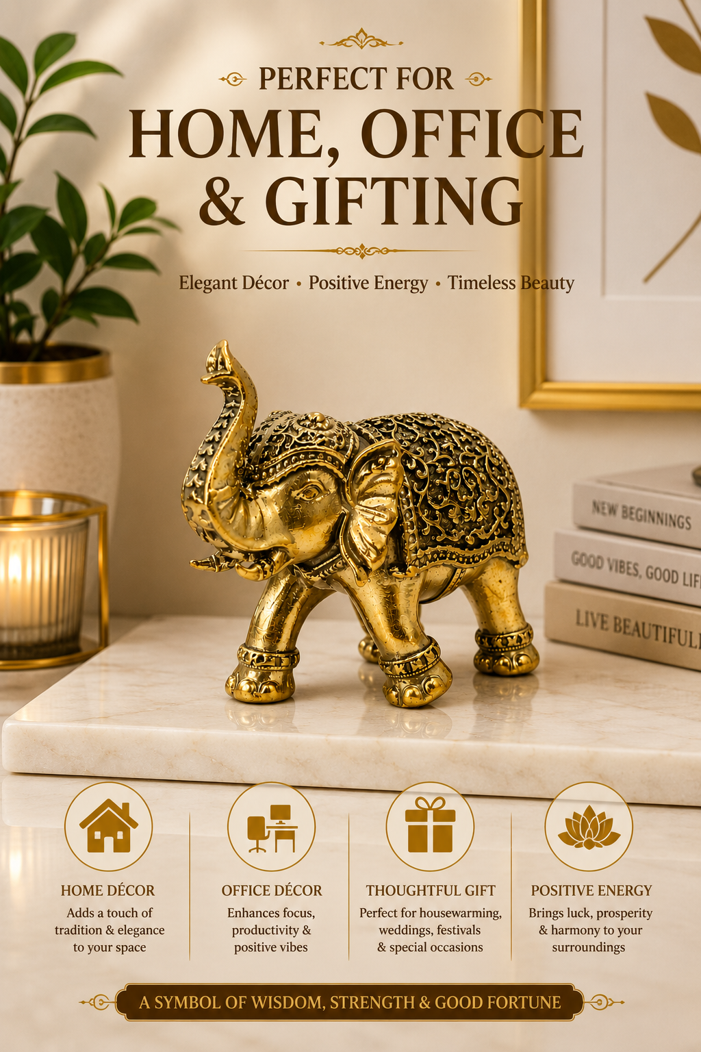 BRASS ELEPHANT STATUE - 2 INCH