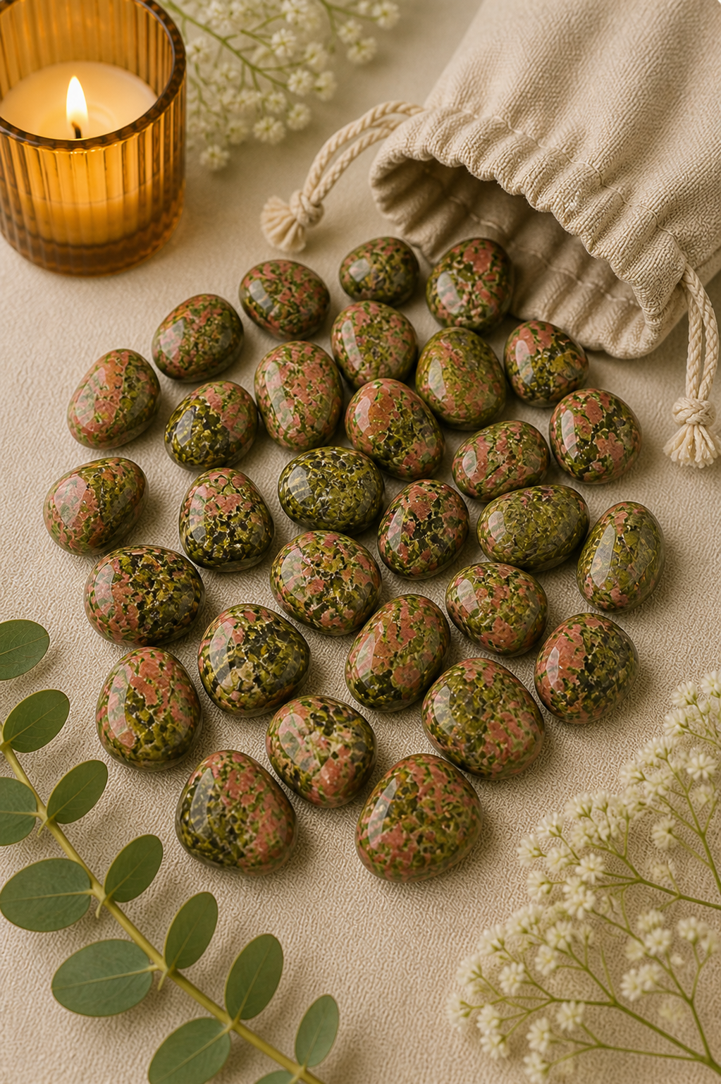UNAKITE  CRYSTAL TUMBLE - 100 GRAM - Ideal for gifting, healing & décor use