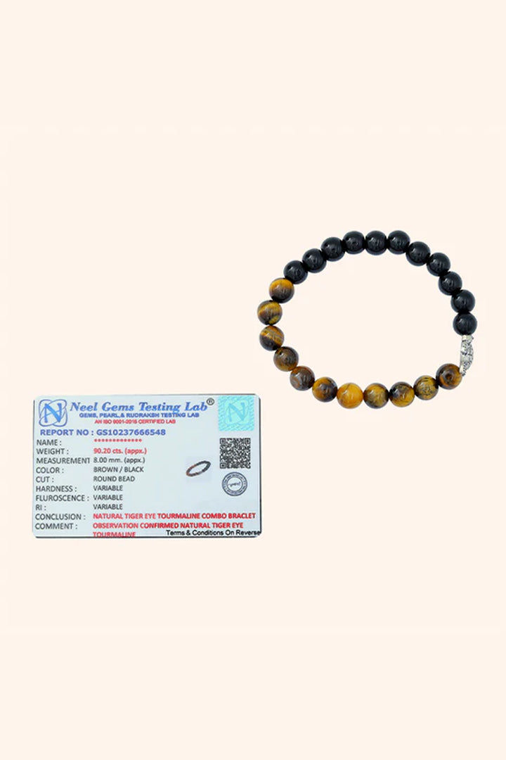 TOURMALINE + TIGER EYE BRACELET  - Protection, Confidence & Grounding