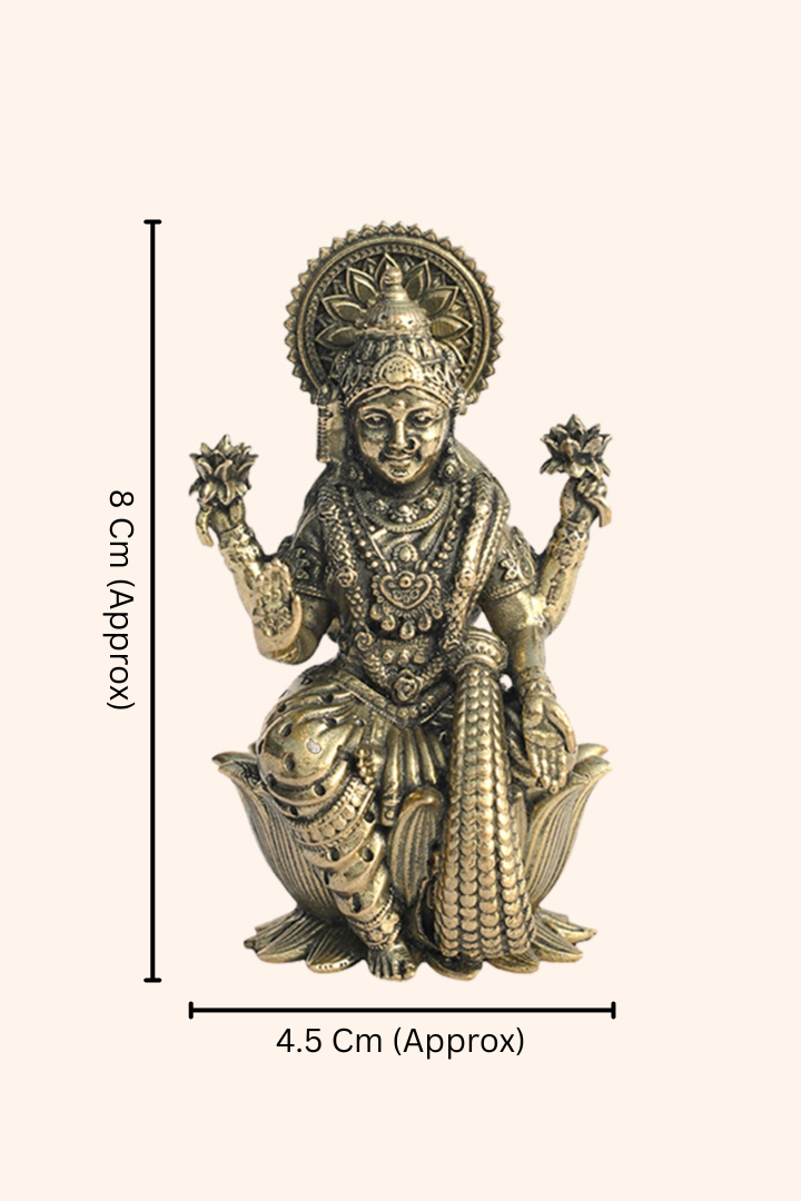 BRASS LAXMI JI STATUE - 8 CM