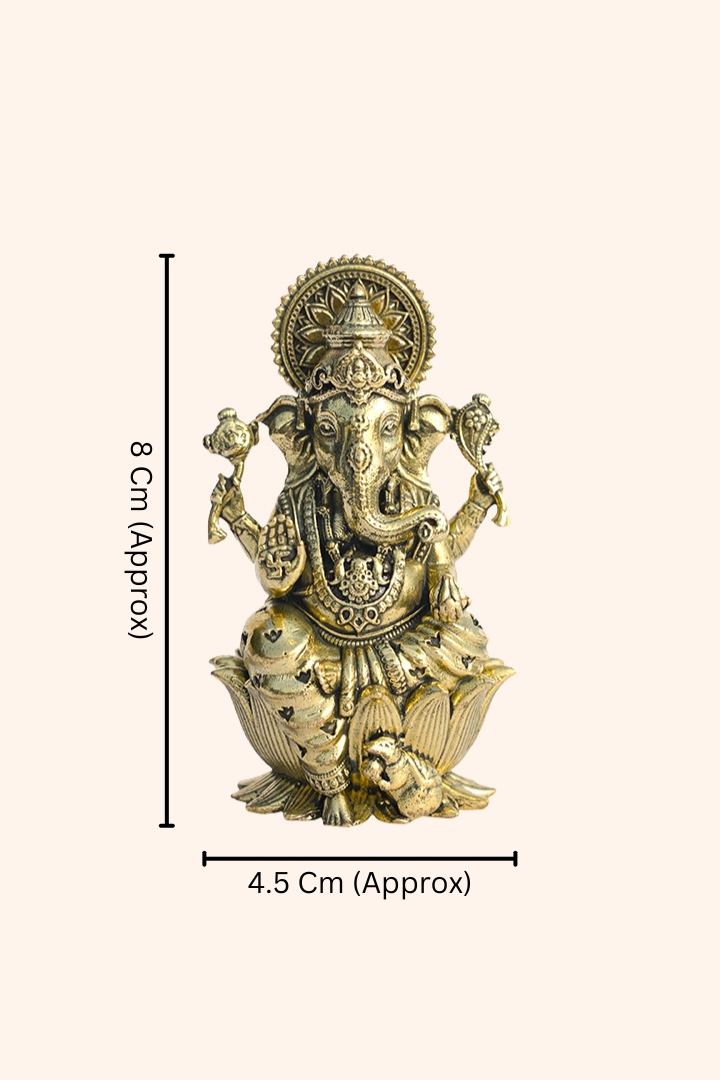 GANESH JI BRASS STATUE - 8 CM