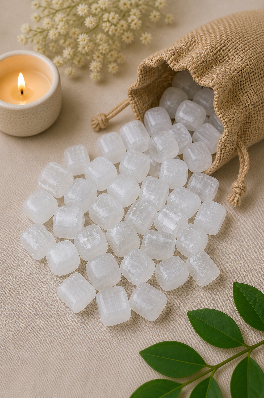 SELENITE CRYSTAL TUMBLE 100 GRAM -  Cleansing, Calmness & Positive Energy