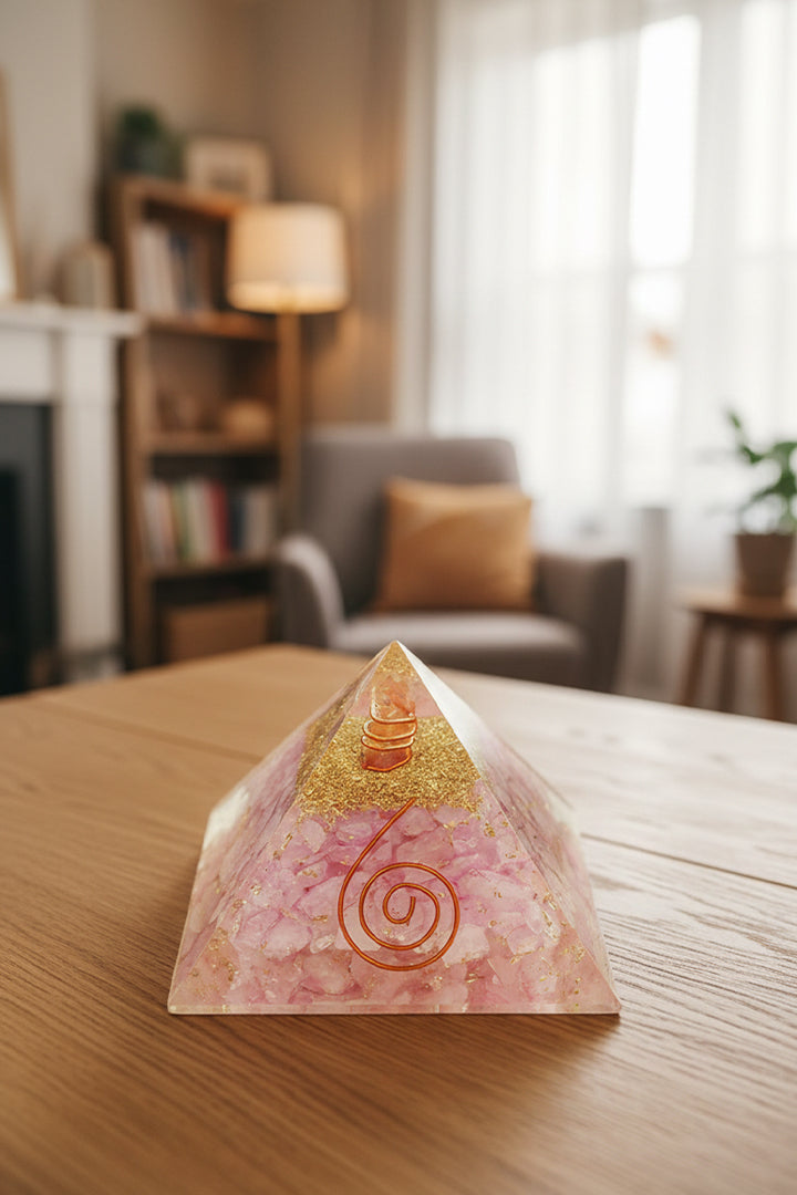 2 INCH ROSE QUARTZ CRYSTAL PYRAMID - Vastu & Energy correction