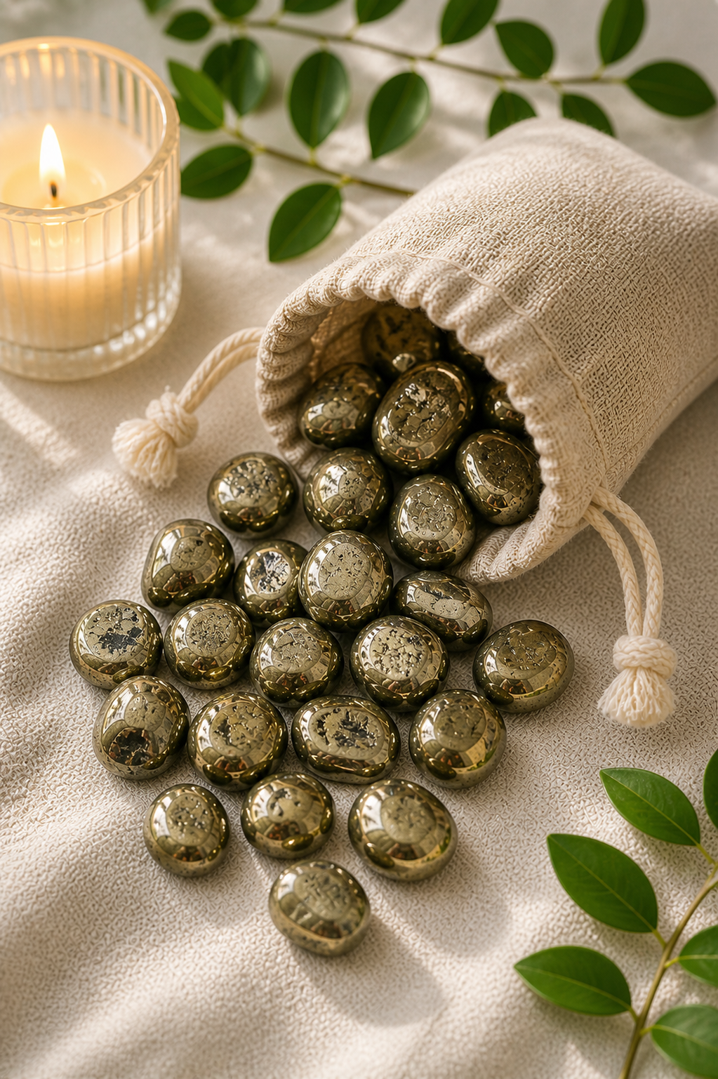PYRITE CRYSTAL TUMBLE 100 GRAM -Motivation, Protection & Positive Energy