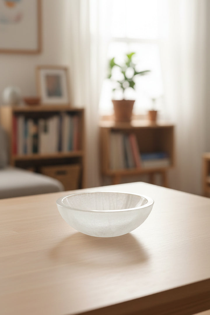 3 INCHES (ROUND SHAPE) - NATURAL SELENITE BOWL FOR CRYSTAL CHARGING – Crystal Cleansing & Energy Recharging Tool
