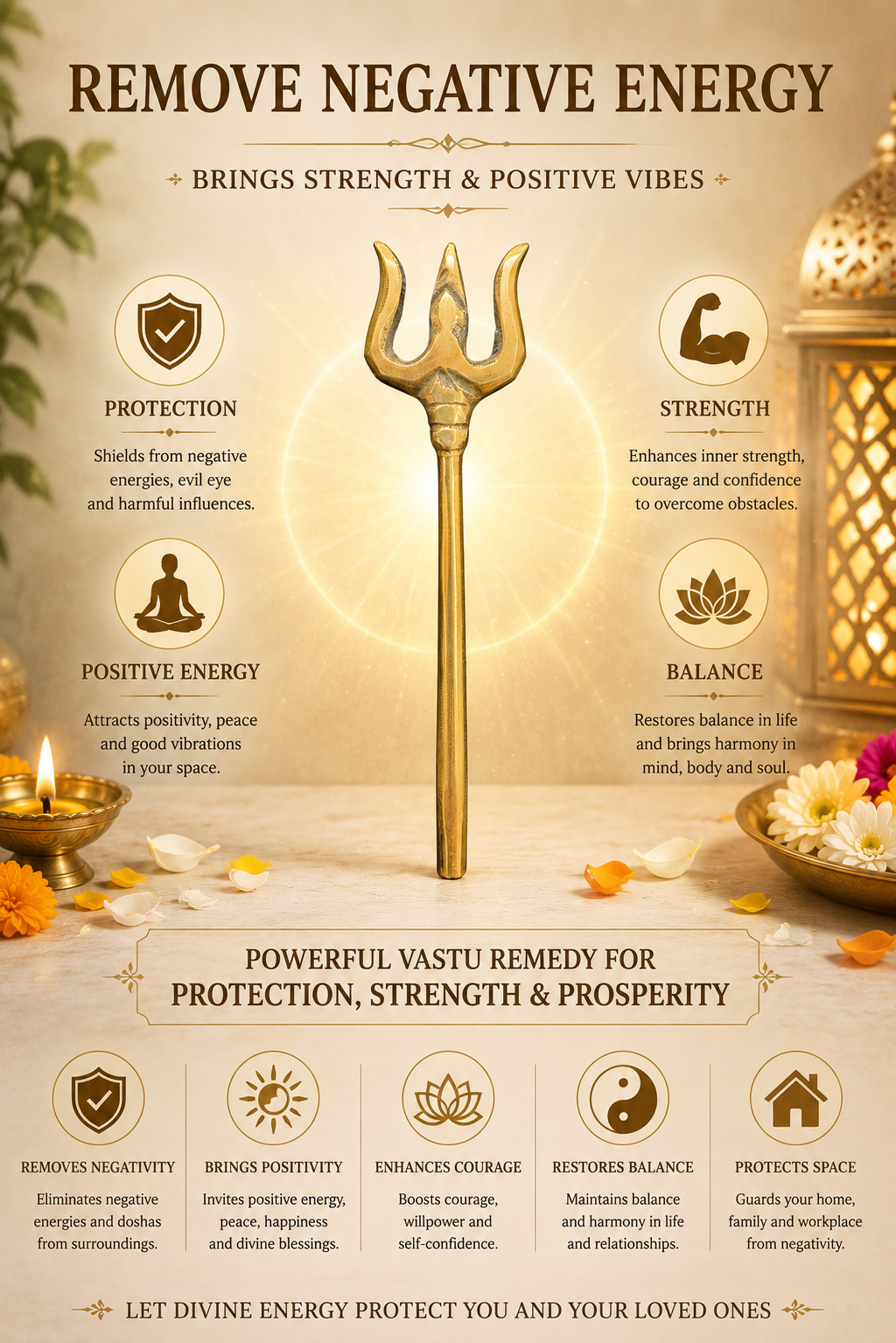 BRASS TRISHUL DIGPAL SHASTRA STATUE