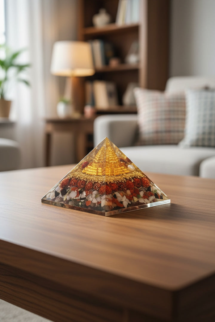 3 INCH NAVGRAHA CRYSTAL PYRAMID - Vedic Energy Alignment , Planetary Harmony , Protection & Prosperity