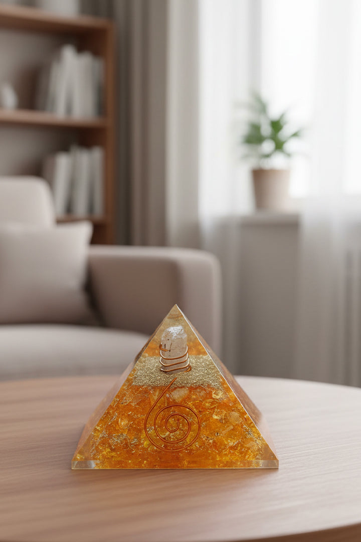2 INCH CITRINE CRYSTAL PYRAMID -  Manifestation & Energy Amplifier