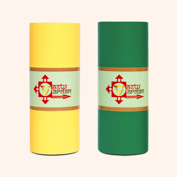 VASTU VINYL GREEN AND YELLOW TAPE || 3 INCH || LENGTH- 8-10 FEET (APPROX) || PACK OF 2 || VASTU TAPE REMEDY || TOILET CORRECTION || VASTU TAPE ||