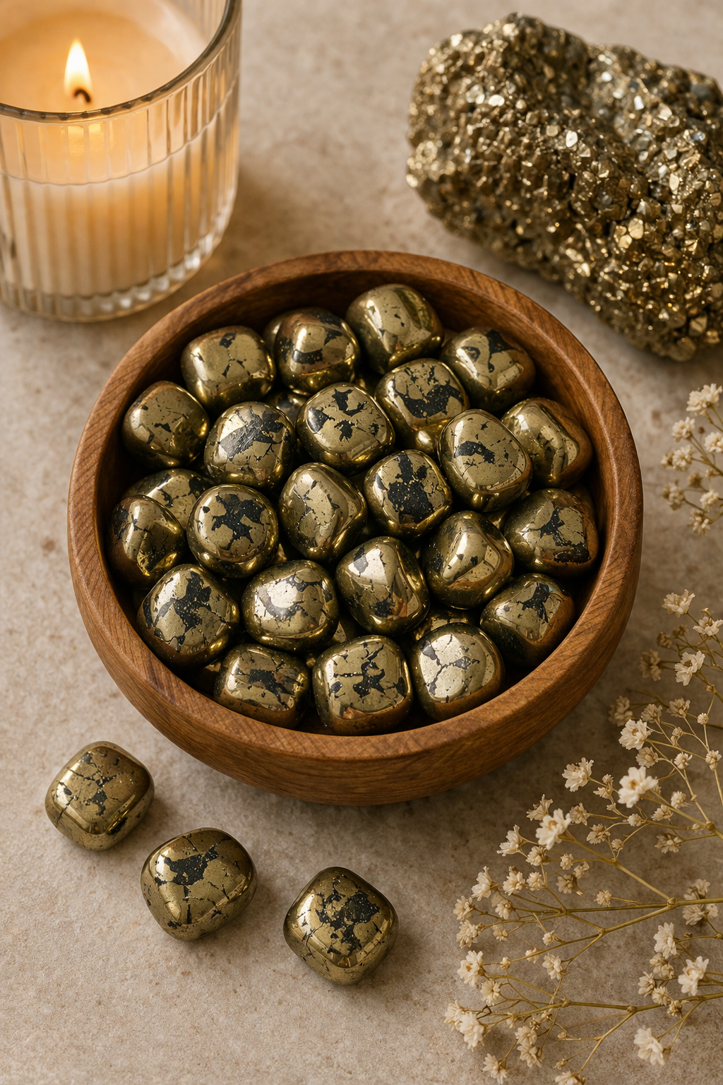 GOLDEN PYRITE CRYSTAL TUMBLE - 100 GRAM - Promotes overall health &  positivity