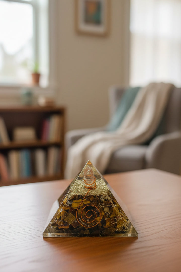 2 INCH TIGER EYE CRYSTAL PYRAMID -  Placed in home & office for Vastu correction