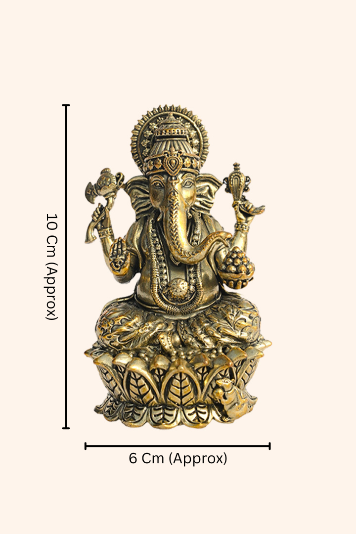 GANESH JI BRASS STATUE - 10 CM