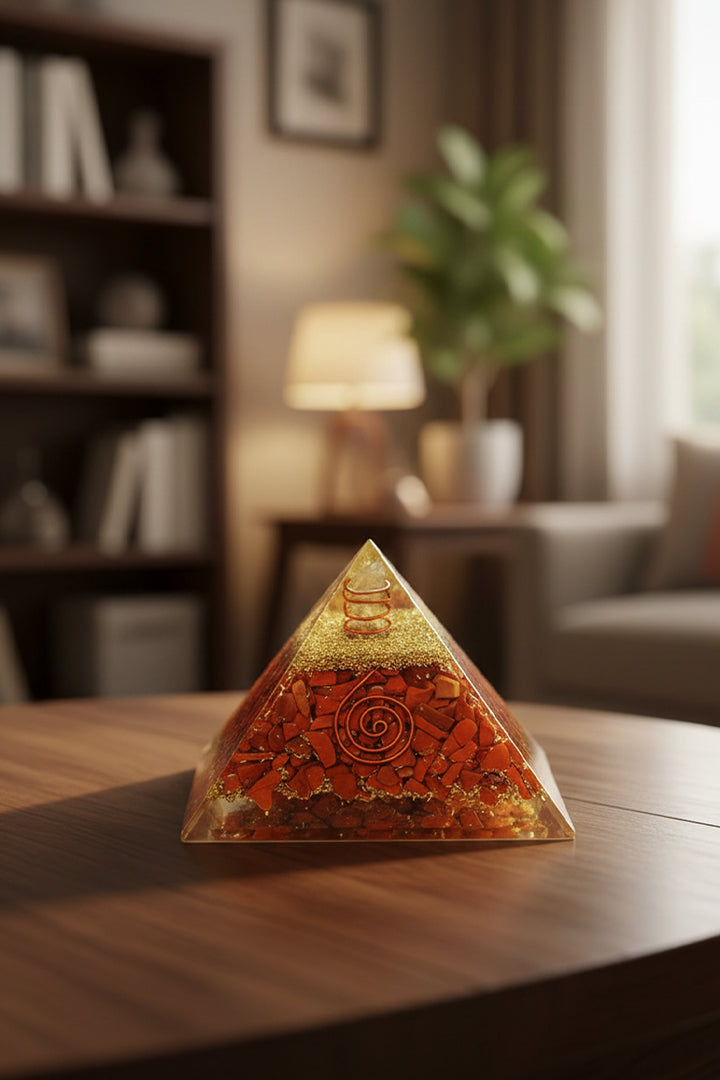 3 INCH RED JASPER CRYSTAL PYRAMID -Supports focus & meditation