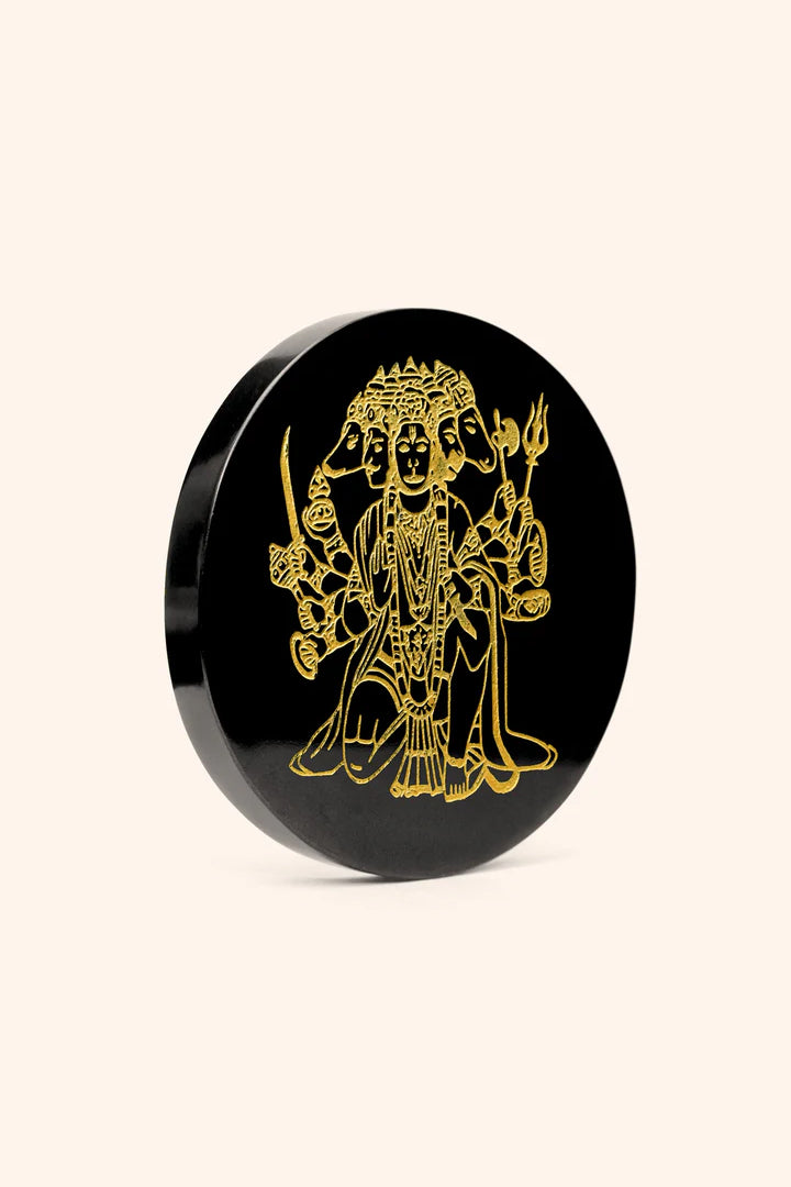 3 INCH - PANCHMUKHI HANUMAN JI BLACK OBSIDIAN CRYSTAL PLATE - Ultimate Protection Shield