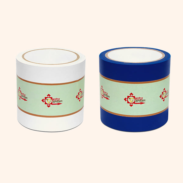 WHITE AND BLUE TAPE | 4 INCH | LENGTH- 16 METER APPROX | TOILET CORRECTION| VASTU TAPE REMEDY |PACK OF 2 |