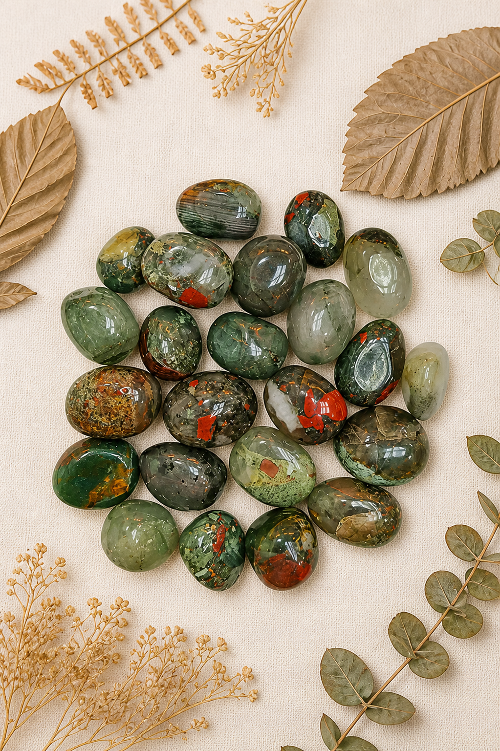 BLOOD STONE CRYSTAL TUMBLE - 100 GRAM - Feng Shui & positive energy placement.