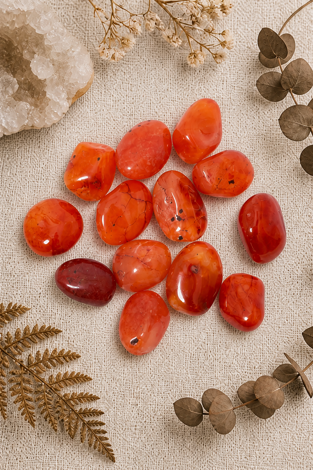 CARNELIAN CRYSTAL TUMBLE - 100 GRAM - Associated with passion and creativity