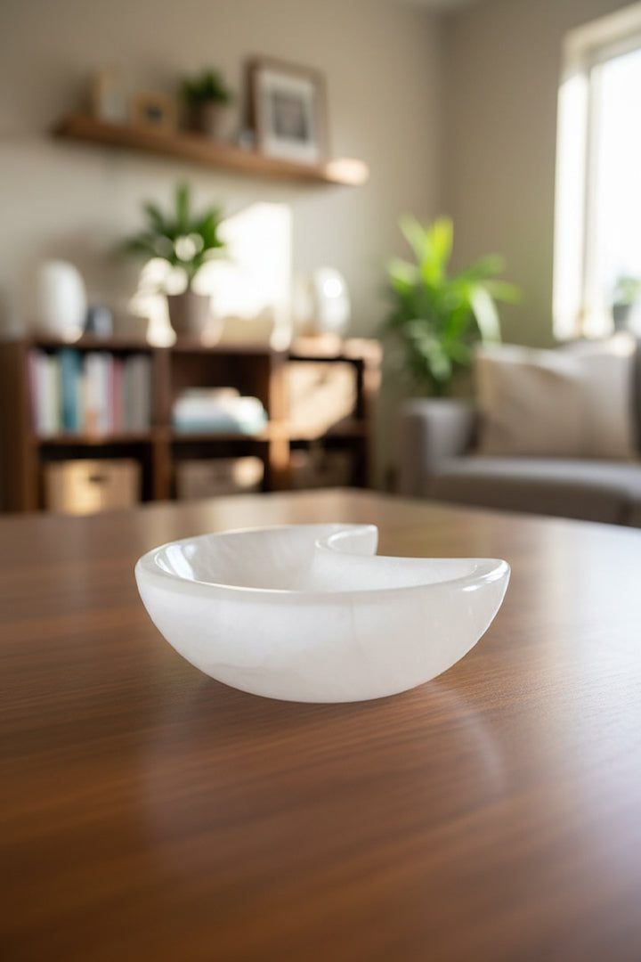 15CM - MOON SHAPE CRYSTAL BOWL - For Moon ritual & altar setup