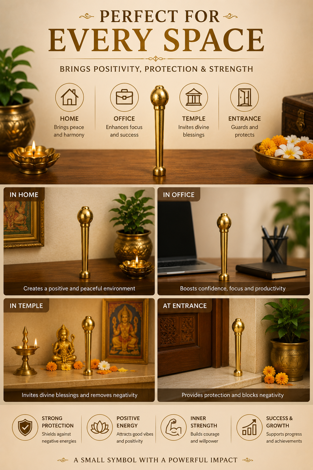 BRASS GADA DIGPAL SHASTRA STATUE