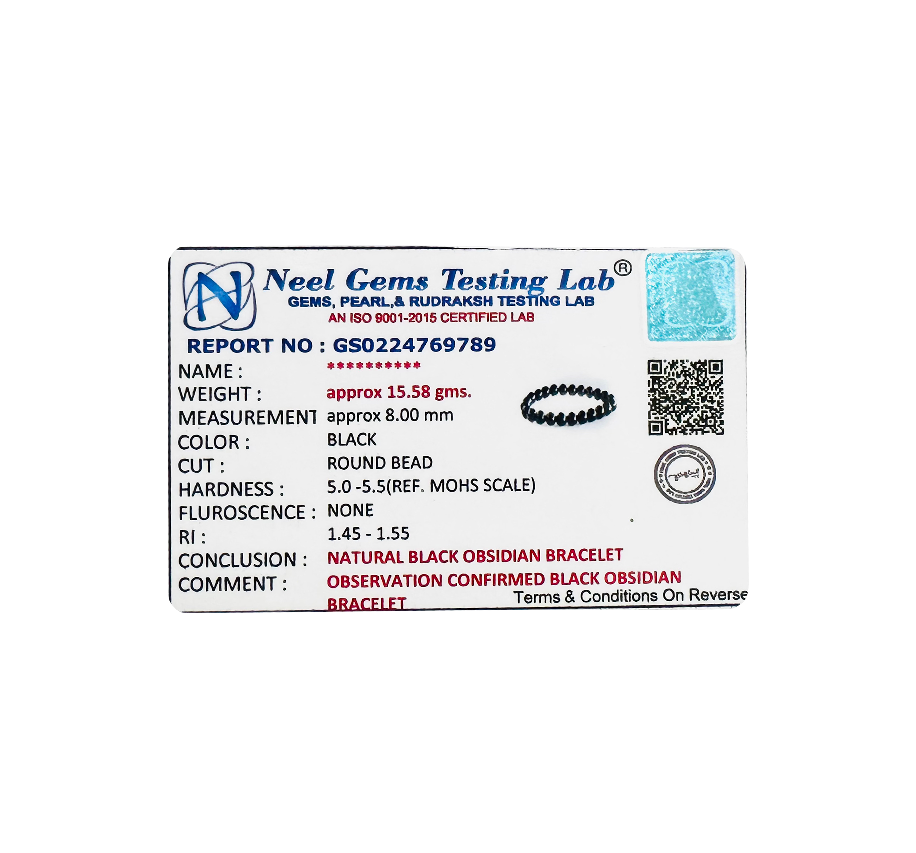 VASTU VARDAN BLACK OBSIDIAN BRACELET