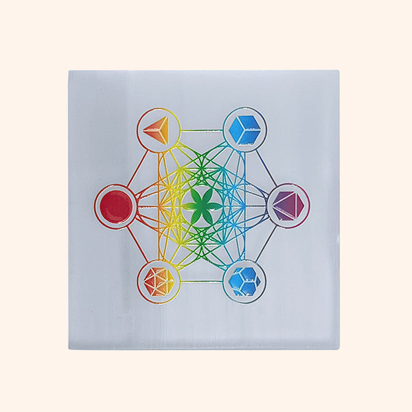 HEXA SQUARE SELENITE CHARGING PLATE 3 INCH
