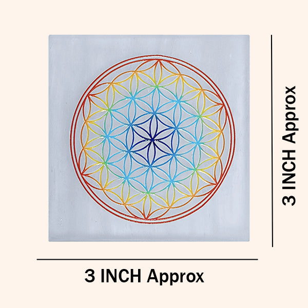 MANDALA COLOR SELENITE CHARGING PLATE 3 INCH