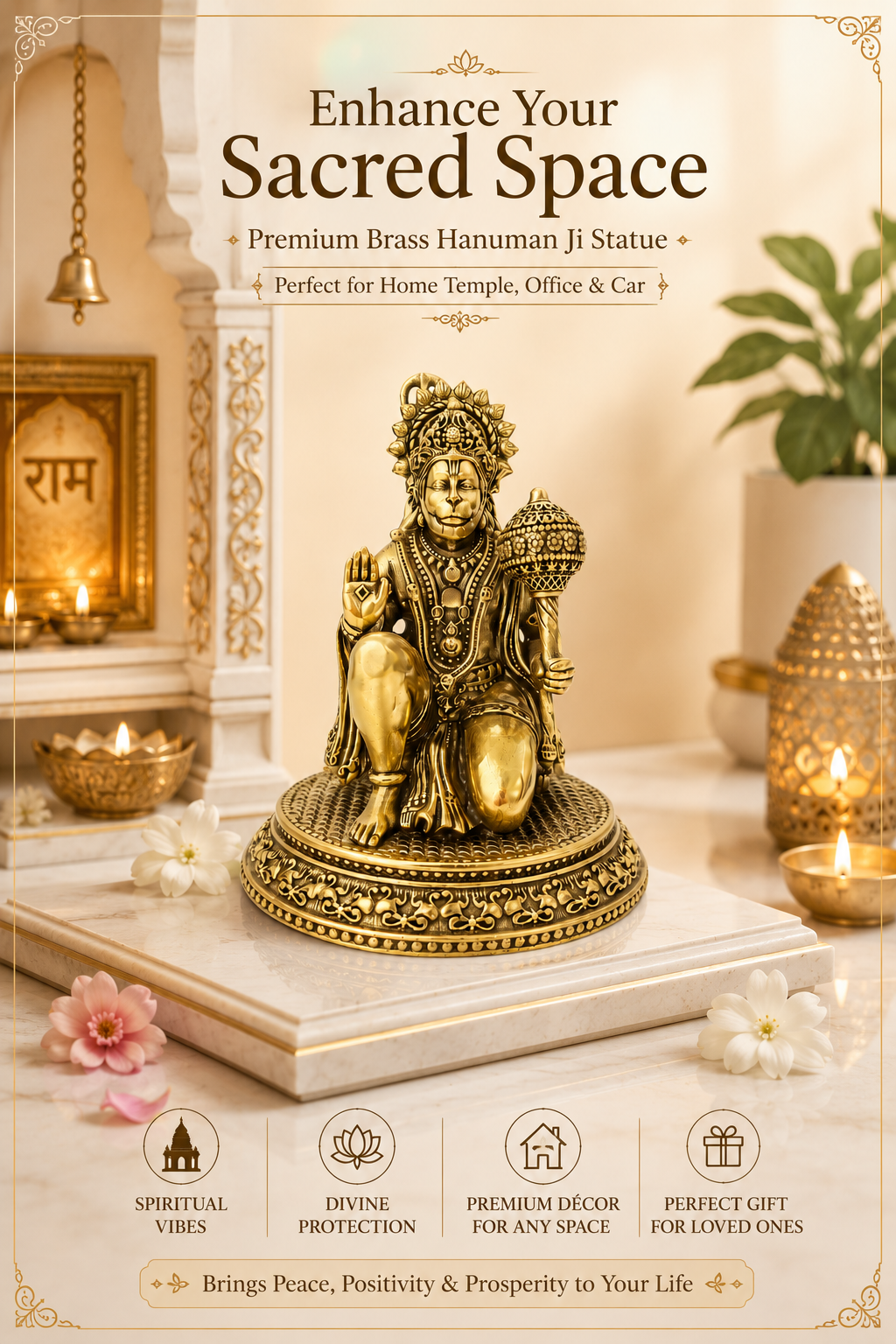 BRASS HANUMAN JI STATUE - 4 INCH